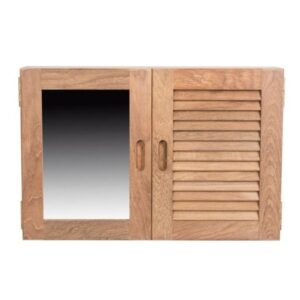 Teak Bathroom Cabinet with Louvre & Mirror Door