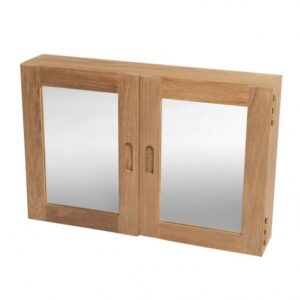 Teak Two Door Bathroom Cabinet (Mirrored Doors)