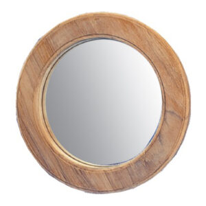 Teak Round Mirror