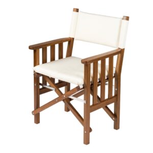 Solid Teak Directors Chair II with Cream Cushion