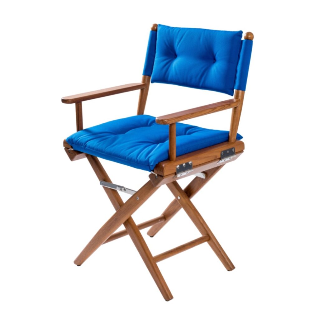 Solid Teak Directors Chair with Kobalt Cushion