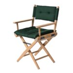 Solid-Teak-Directors-Chair-Un-Oiled-Green-Cushion