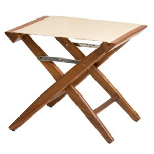 Solid Teak Directors Stool with Beige Canvas