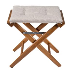 Solid Teak Directors Stool with Forza Sand Cushion