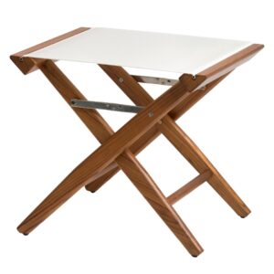 Solid Teak Directors Stool with White Canvas