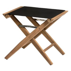 Solid Teak Directors Stool with Black Canvas