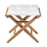 Solid-Teak-Directors-Stool-Un-Oiled-White-Cushion